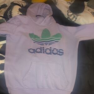 Adidas Lavender Hoodie with Green and Blue Logo